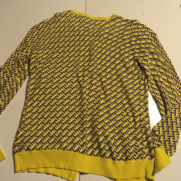 Jones New York S yellow black tan cardigan - Picture 3 of 8